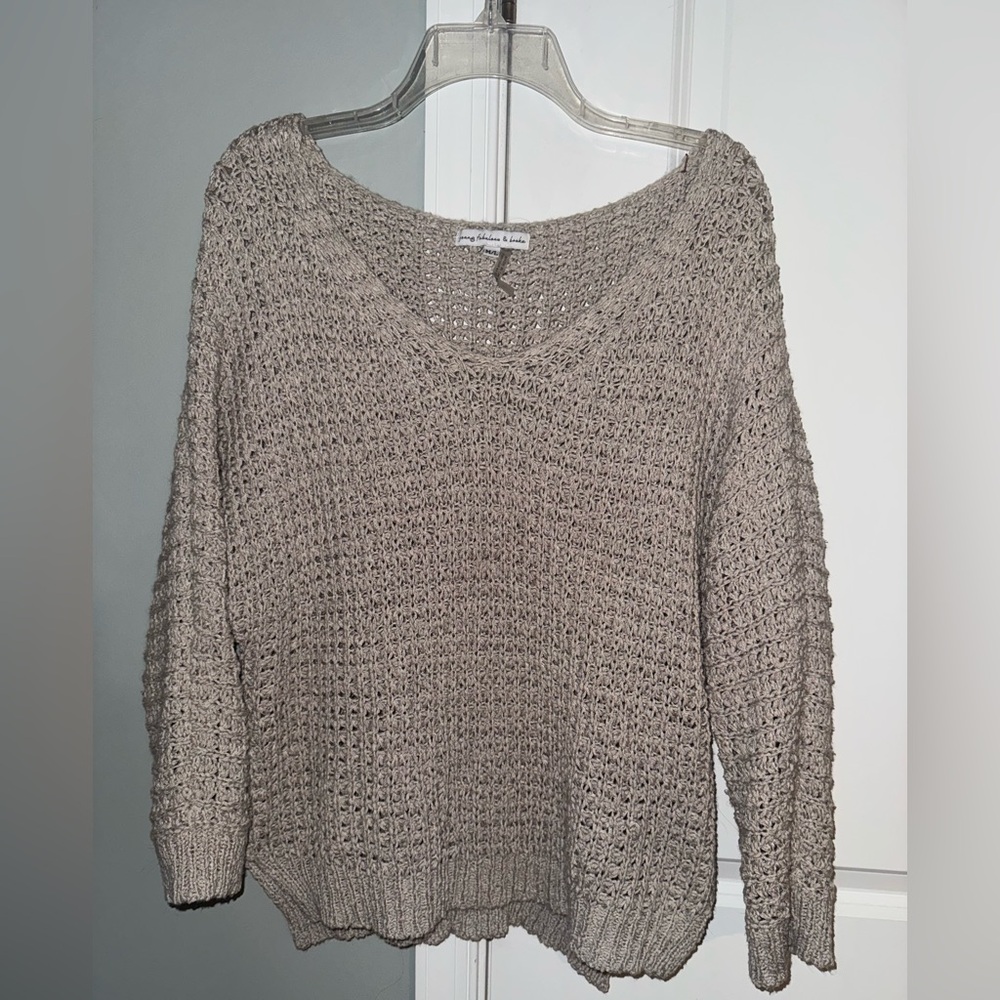 Young Fabulous & Broke Taupe Knit Sweater
